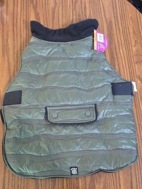 Petrageous Olive Green Quilted Dog Puffer Coat with Pocket Detail